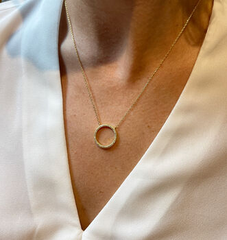 Large Circle Necklace Rose Or Gold Plated 925 Silver, 2 of 9