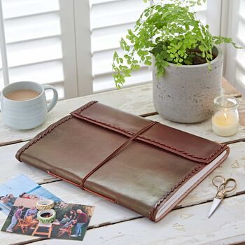 Handmade Stitched Distressed Leather Photo Album, 5 of 8