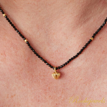 Black Spinel And Gold Charm Layering Necklace, 8 of 8