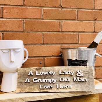 Lady And Grumpy Old Man Sign Mum And Dad Reclaimed Wood, 5 of 6