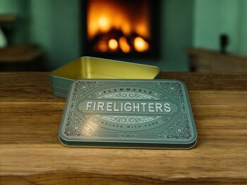 Firelighter And Match Tin Set Fireside Storage Iron Accessories Traditional Home Gift In Black, 11 of 12