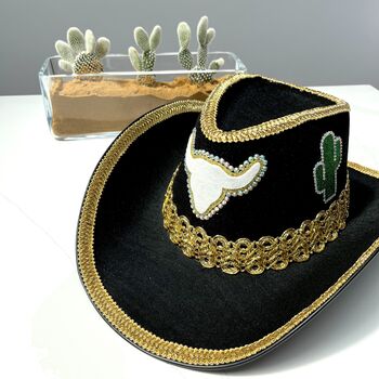 Black And Gold Cactus Cowboy Hat, 4 of 6