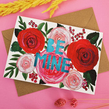 'Be Mine' Paper Cut Valentines Card, 2 of 4