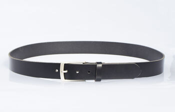 Handmade Black Leather Belt Men's English Leather 35mm Wide, 7 of 10