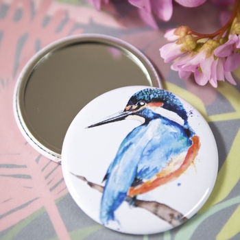 Inky Kingfisher Pocket Compact Mirror, 3 of 5