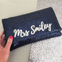 Black Or Navy Sequin Mrs Surname Clutch, thumbnail 2 of 5