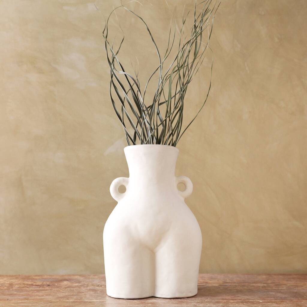 Large White Bum Vase With Handles, H28cm By Lisa Angel