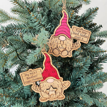 Oak Sister Daughter Niece Eco Gnome Tree Decoration, 3 of 5