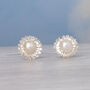 Sunflower Stud Earrings With Pearls, thumbnail 6 of 10