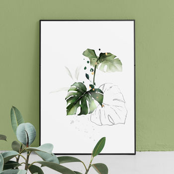 Tropical Leaf Print Set Of Four Illustration Green Gold, 7 of 9