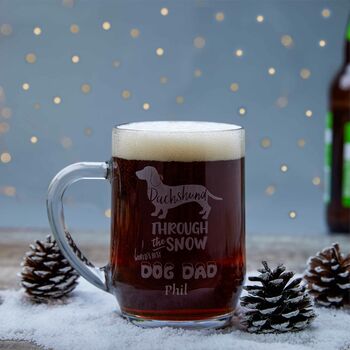 Personalised 'Best Dog Dad' Christmas Beer Glass, 2 of 4