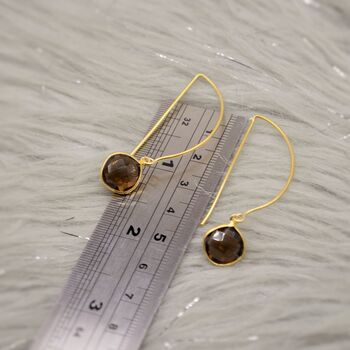 Smoky Quartz Gold Plated Sterling Silver Earrings, 4 of 6