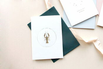 'You Are My Lobster' Gold Foil Printed Greetings, 2 of 3
