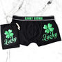 Personalised Men's Green Foil Print Lucky Pants, thumbnail 1 of 6