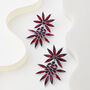 Red Cluster Star Crystal Drop Earrings, thumbnail 2 of 3