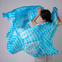 100% Mulberry Silk Scarf, Turquoise Blue Marbling In Gift Box, thumbnail 10 of 10
