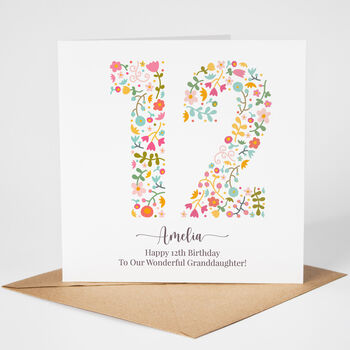 Floral Fun Personalised 12th Birthday Card, 2 of 4