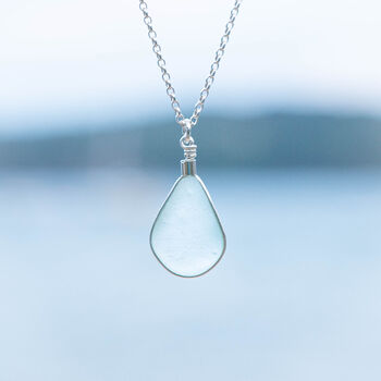 Cornish Sea Glass Pendant Aqua, 7 of 8