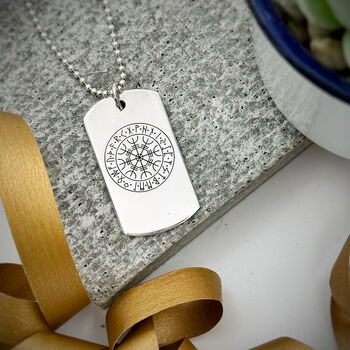 Way Finder Rune Dog Tag Recycled Silver Necklace, 6 of 12