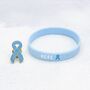 Light Blue Awareness Ribbon Bracelet Wristband, thumbnail 3 of 10