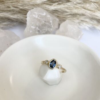 'Cyra' Oval Sapphire And Diamond Engagement Ring, 3 of 10