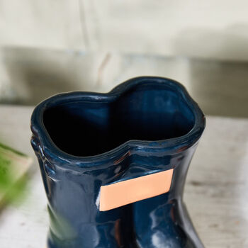 Personalised Midnight Blue Welly Boots Plant Pot, 4 of 9