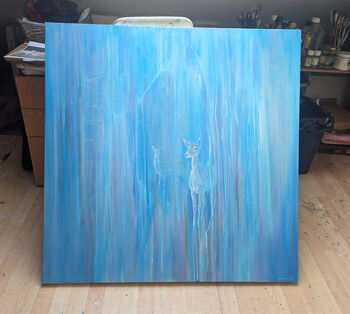 Out Of The Blue, A Blue Abstract Deer Painting, 2 of 8