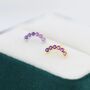 Ombre Amethyst Purple Cz Curved Bar Stud Earrings, thumbnail 4 of 11