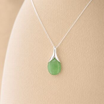 Personalised Sterling Silver Jade Teardrop Pendant Necklace, 3 of 8