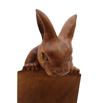 Carved Wooden Wine Holder Rabbit, 2 of 3