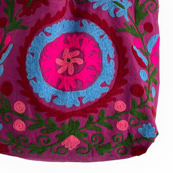 Embroidered Suzani Bag In Purple, 10 of 12