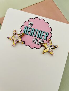 Twinkle Tide Small Starfish Glitter Resin Earrings, 3 of 7