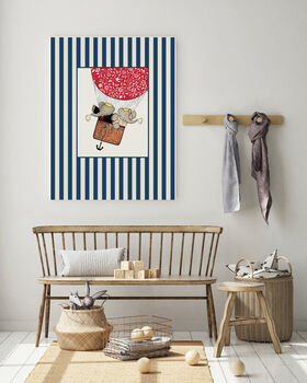 Babar The Elephant Ballon Blue Nursery Art Print, 3 of 3