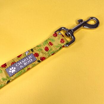 Yellow Bee And Strawberry Dog Collar And Lead, 5 of 7