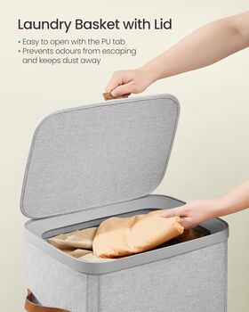 Laundry Basket Hamper With Lid Handles, 4 of 7