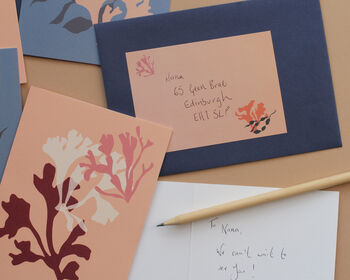 Set Of Six Sea Coral Notecards And Envelopes, 4 of 4