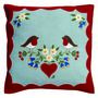 Hand Embroidered Edelweiss Robin Christmas Cushion, thumbnail 2 of 3