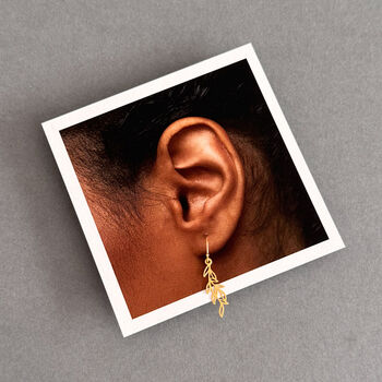 Let Love Grow Sterling Silver Leaf Drop Earrings, 9 of 12