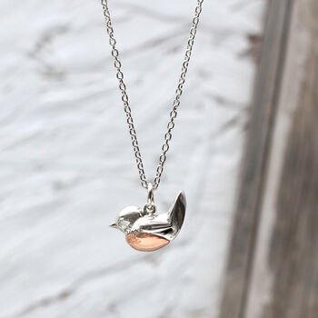Sterling Silver And Gold Plated Mini Robin Necklace, 2 of 5