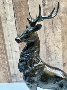 Large 41cm Stag Figurine Black And Brown Deer Ornament, 8 of 11