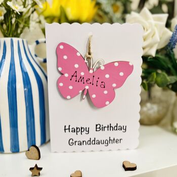 Personalised Granddaughter Butterfly Birthday Card, 3 of 9