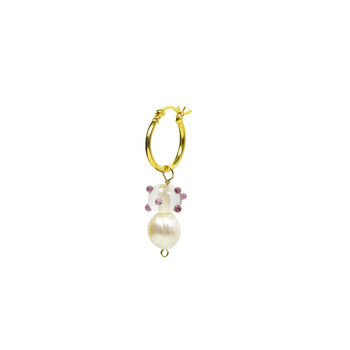 Bobble Bead And Pearl Gold Plated Silver Hoop Earrings, 3 of 3