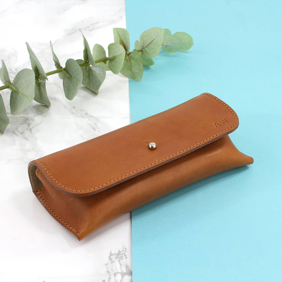 personalised italian leather glasses case by the british belt company