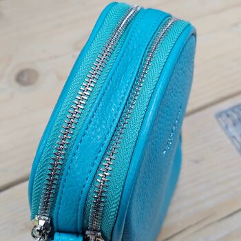 Double Zip Cross Body Bag In Teal, 3 of 3