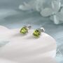 Sterling Silver Genuine Peridot Trillion Cut Stud Earrings, thumbnail 4 of 12