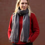 Dark Grey Tassel Heavyweight Scarf, thumbnail 3 of 6