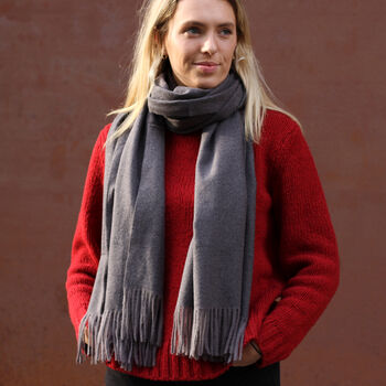 Dark Grey Tassel Heavyweight Scarf, 3 of 6