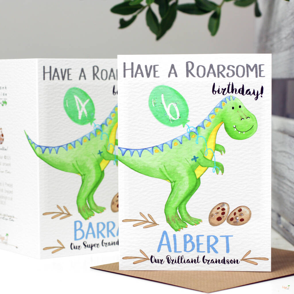 Personalised Dinosaur Relation Birthday Card By Liza J design