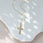 9ct Yellow Gold Embossed Cross Pendant Necklace, thumbnail 1 of 3