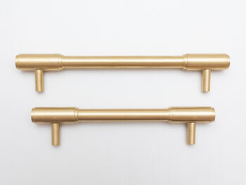 Solid Satin Brass Kitchen Pull Handles With Round Ends, 4 of 6